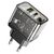  СЗУ HOCO N34 Dazzling dual-port USB-A+Type-C PD20W, Type-C to Type-C (прозрачный-черный) 