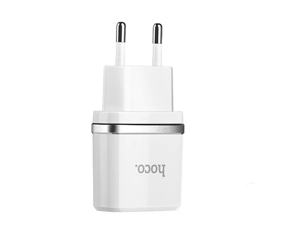  Блок питания сетевой 1 USB HOCO, C11, 1000mA, пластик, кабель микро USB, цвет: белый (1/10/100) 