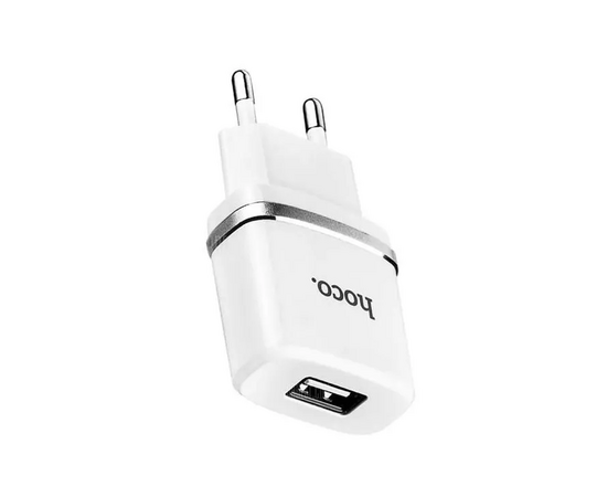  Блок питания сетевой 1 USB HOCO, C11, 1000mA, пластик, кабель микро USB, цвет: белый (1/10/100) 