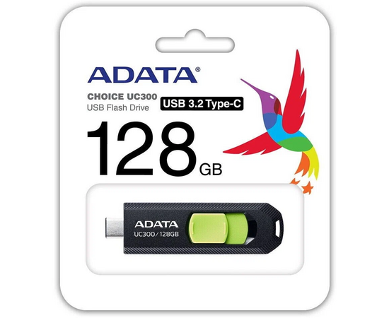  USB-флешка A-Data UC300 ACHO-UC300-128G-RBK/GN 128Gb Type-C USB3.2 черный/зеленый 