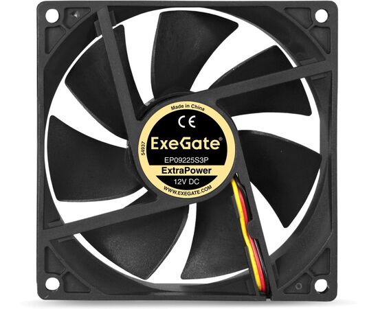  Вентилятор Exegate ExtraPower EP09225S3P EX283383RUS 92x92x25 мм, подшипник скольжения, 3pin, 2200RPM, 24dBA 