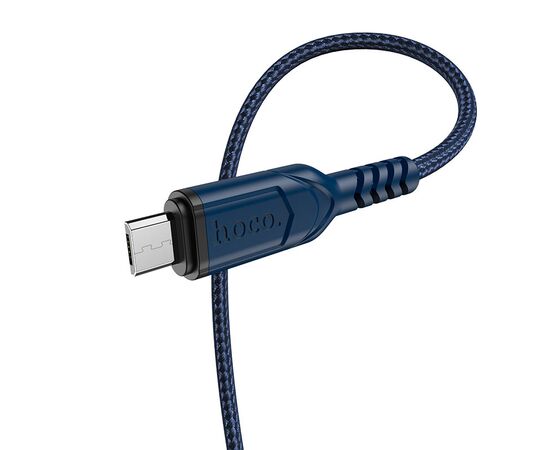  Кабель USB - микро USB HOCO X59 Victory, 2.0м, круглый, 2.4A, нейлон, цвет: синий (1/30/300) 