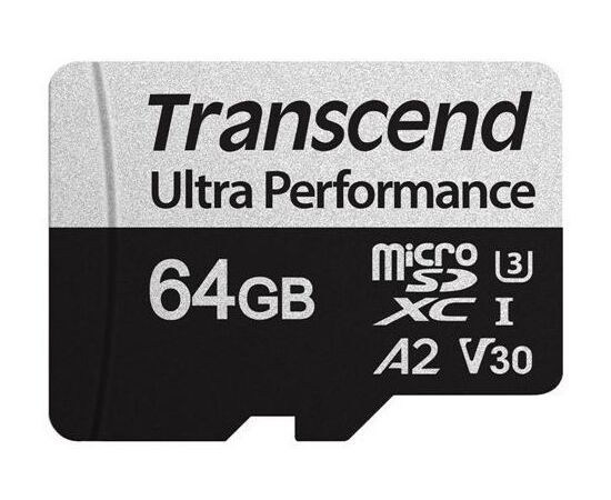  Карта памяти Transcend A2 Ultra Performance (TS64GUSD340S) 64GB UHS-I U3 microSD w/ adapter R/W 160/125 MB/s 