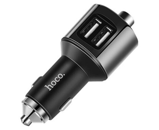  Автомобильное зарядное устройство с FM-Трансмиттер HOCO E19 Smar, 2xUSB, 2.4A, серый металлик 
