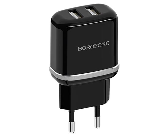  Сетевое зарядное устройство BOROFONE BA25A Outstanding 2xUSB, 2.4A, 10.8W, черный 