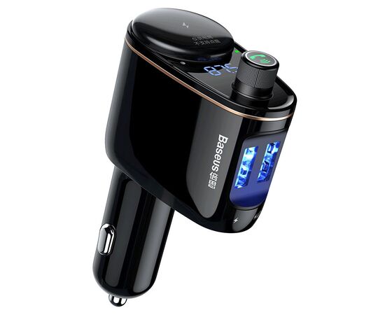  Автомобильное зарядное устройство с FM-Трансмиттер BASEUS S-06, 2xUSB + прикуриватель, 3.4A, черный 
