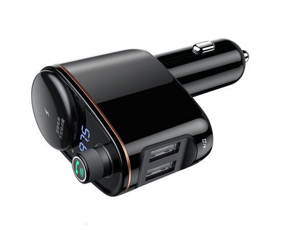  Автомобильное зарядное устройство с FM-Трансмиттер BASEUS S-06, 2xUSB + прикуриватель, 3.4A, черный 