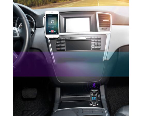 Автомобильное зарядное устройство с FM-Трансмиттер BASEUS S-06, 2xUSB + прикуриватель, 3.4A, черный 