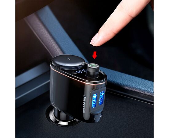  Автомобильное зарядное устройство с FM-Трансмиттер BASEUS S-06, 2xUSB + прикуриватель, 3.4A, черный 