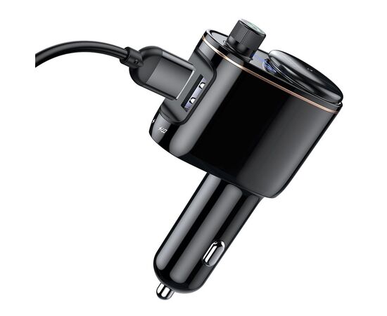 Автомобильное зарядное устройство с FM-Трансмиттер BASEUS S-06, 2xUSB + прикуриватель, 3.4A, черный 
