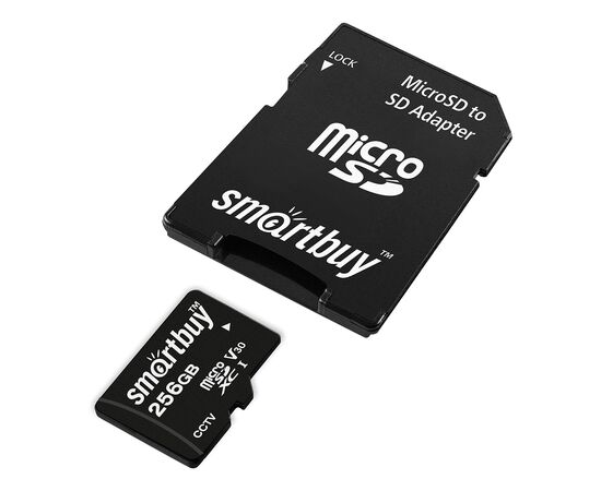  MicroSDXC  256GB  Smart Buy Class 10 UHS-I V10 для видеонаблюдения + SD адаптер 