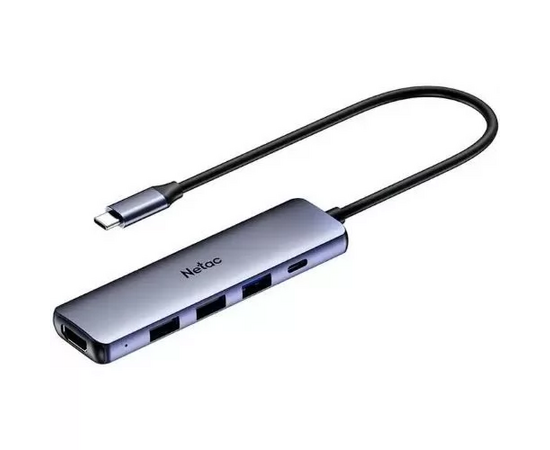 USB-концентратор Netac WF14 .(NT08WF14-30GR), 6in1 Type-C to 3xUSB3.0 + 1xHDMI( 4k/30Hz) + microSD + SD 