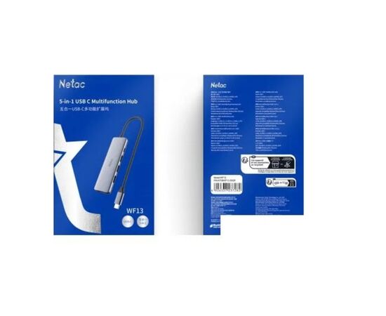  USB-концентратор Netac WF14 .(NT08WF14-30GR), 6in1 Type-C to 3xUSB3.0 + 1xHDMI( 4k/30Hz) + microSD + SD 