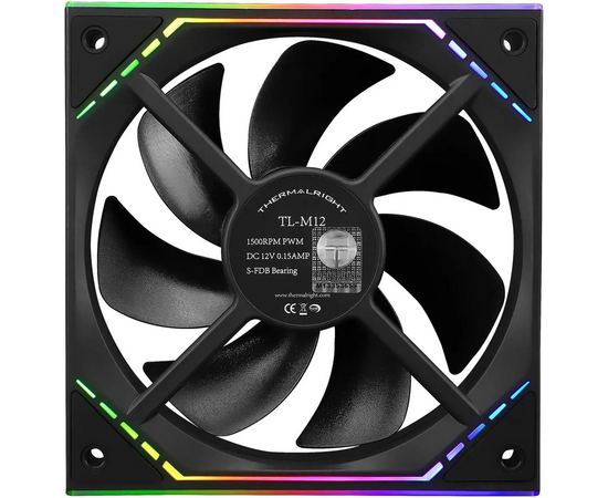  Вентилятор Thermalright TL-M12, ARGB черный 4-pin 23.2dB 175gr Ret 