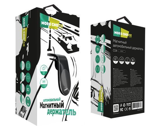  Держатель авто магнитный More Choice C04 (Black) 