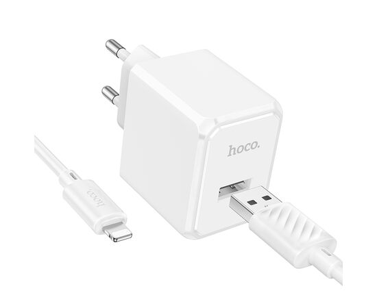  СЗУ 1USB 2.1A для Lightning 8-pin Hoco CS11A 1м (White) 