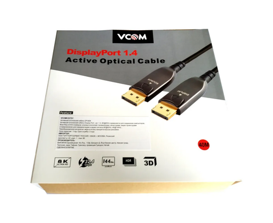  Активный оптический кабель VCOM  DP1.4 32GBs/8K@60Hz 40м  (1/10) 