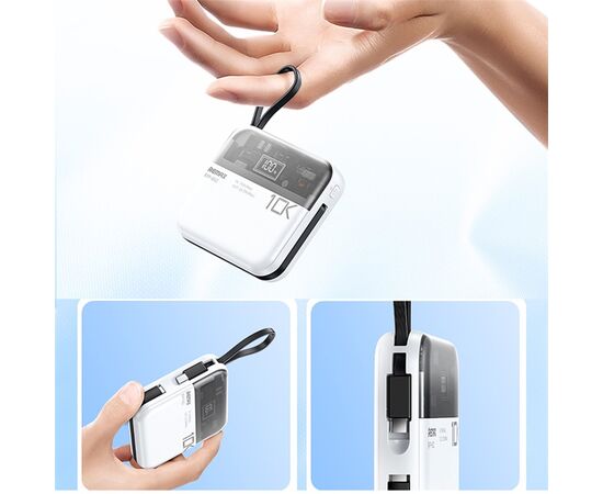  Аккумулятор внешний резервный REMAX Sucha Pro Series PD 20W+QC 22.5W Power Bank with 2 Fast Charging Cables  10000mAh RPP-602 (белый) 