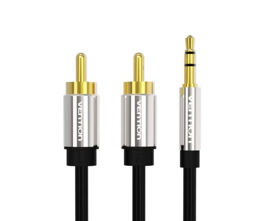  Кабель аудио Vention P550AC300-S Jack 3,5 mm M/2RCA M 3м черный 