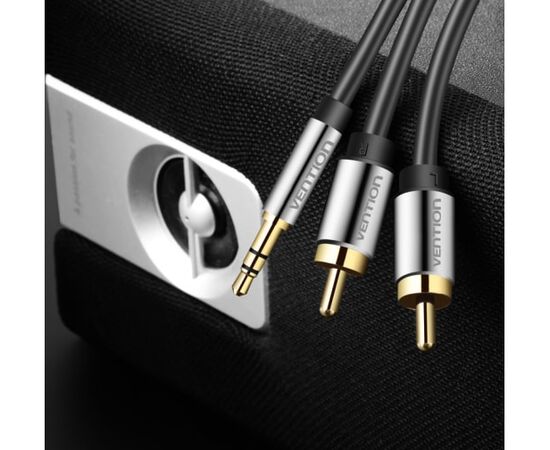  Кабель аудио Vention P550AC300-S Jack 3,5 mm M/2RCA M 3м черный 
