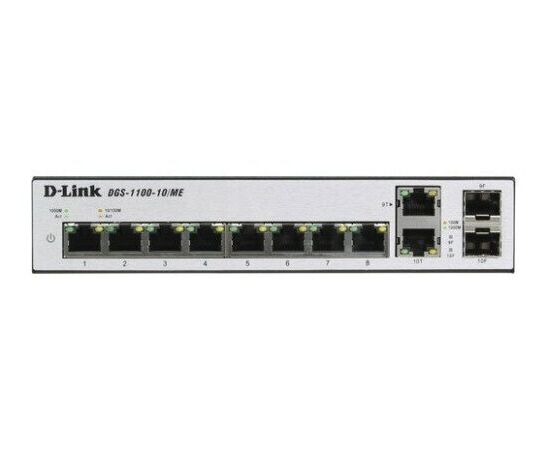  Коммутатор D-Link DGS-1100-10/ME/A2A управляемый с 8 портами 10/100/1000Base-T и 2 комбо-портами 100/1000Base-T/SFP 