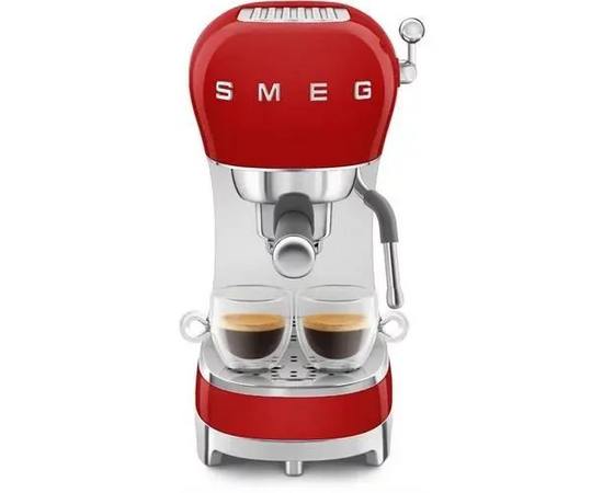  Эспрессо кофемашина Smeg ECF02RDEU красный стиль 50-х, регулируемая температура кофе, давление 15 бар, емкость контейнера для воды 1.1 л 