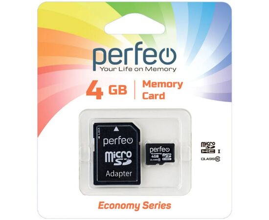  Карта памяти Perfeo microSD 4GB High-Capacity (Class 10) (серия экономи) 