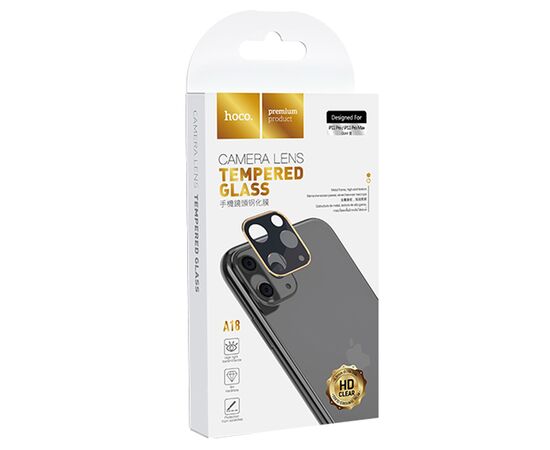  Защитное стекло на заднюю камеру HOCO A18 для iPhone 11 Pro/11 Pro Max, золотой 