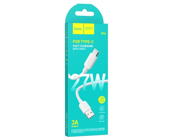  Кабель USB HOCO X96 Hyper USB - Type-C, 3A, 27W, 1 м, белый 